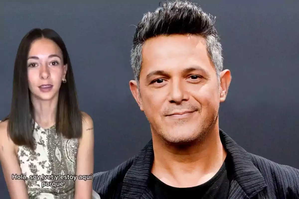 Una mujer de cabello lacio y oscuro con un vestido estampado aparece a la izquierda de la imagen, mientras que a la derecha hay un hombre de cabello corto y canoso con chaqueta oscura, ambos sobre un fondo gris, y en la parte inferior se leen subtítulos en español.