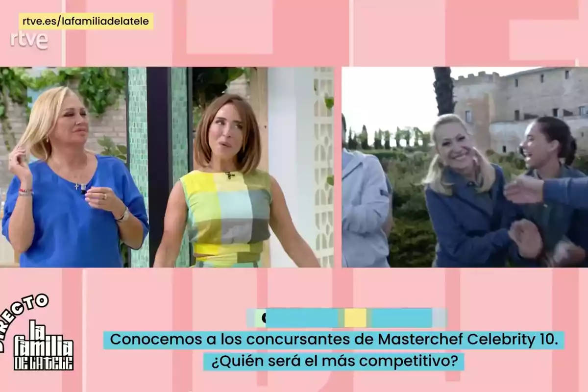 En la imagen se observan a varias personas en un programa de televisión, con un diseño gráfico que incluye el logo de En la imagen se observan a varias personas en un programa de televisión, con un diseño gráfico que incluye el logo de