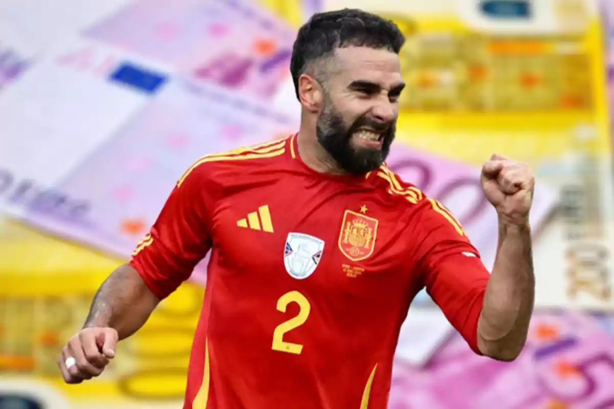 Carvajal de España, con billetes de euro desenfocados en el fondo.