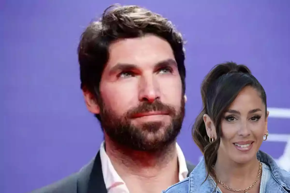 Un hombre con barba y una mujer con cabello recogido posan frente a un fondo morado.