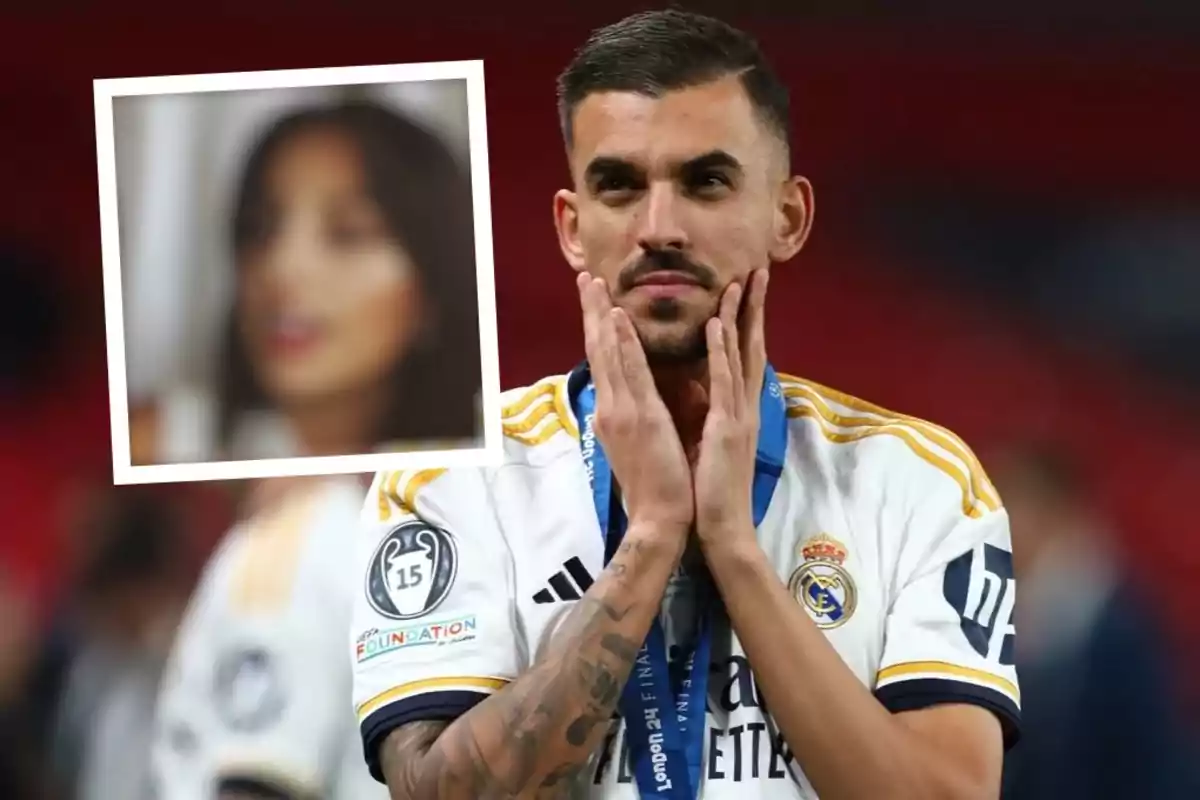 Dani Ceballos, con una imagen borrosa de una persona en el fondo.