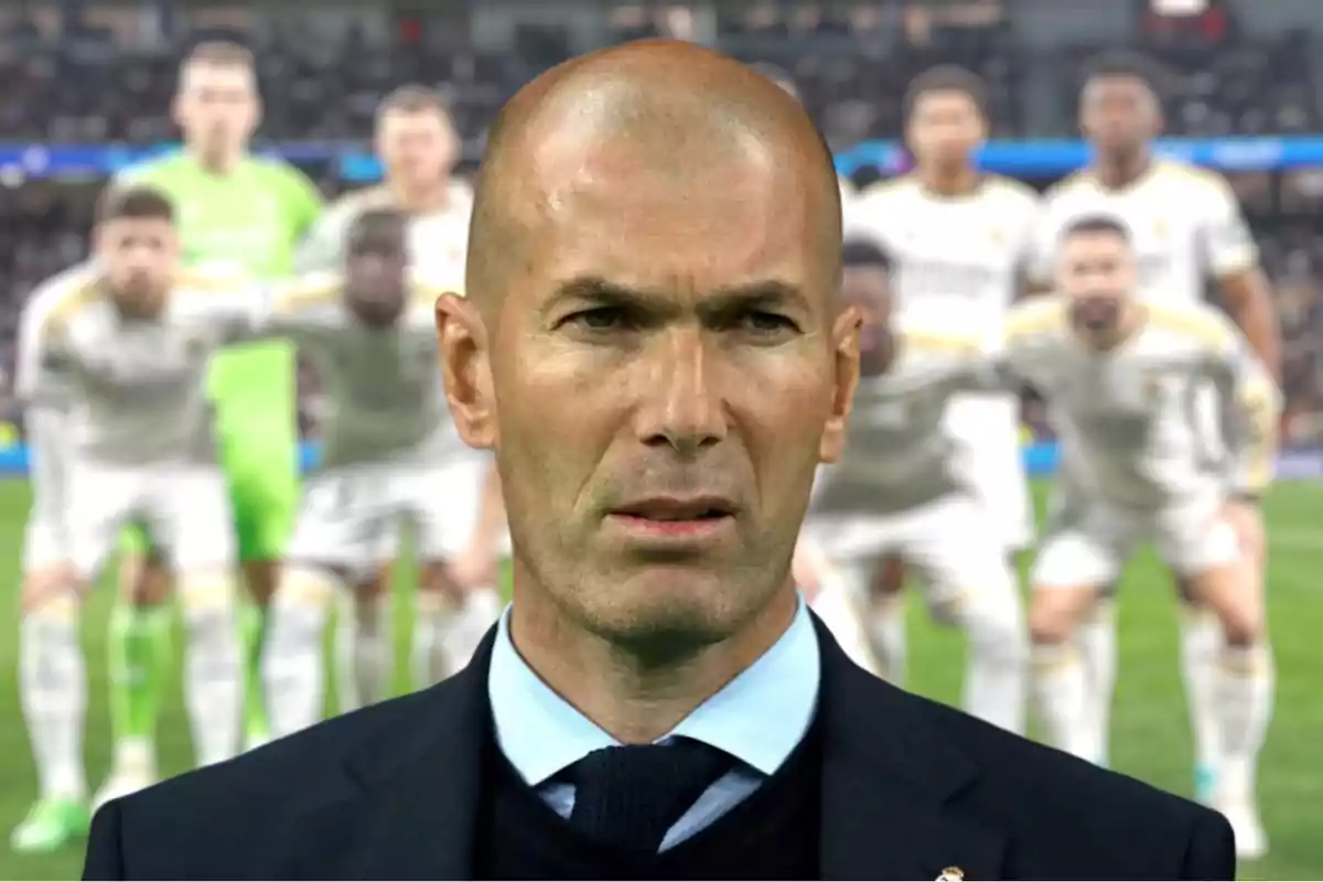 Zidane con fondo once Real Madrid