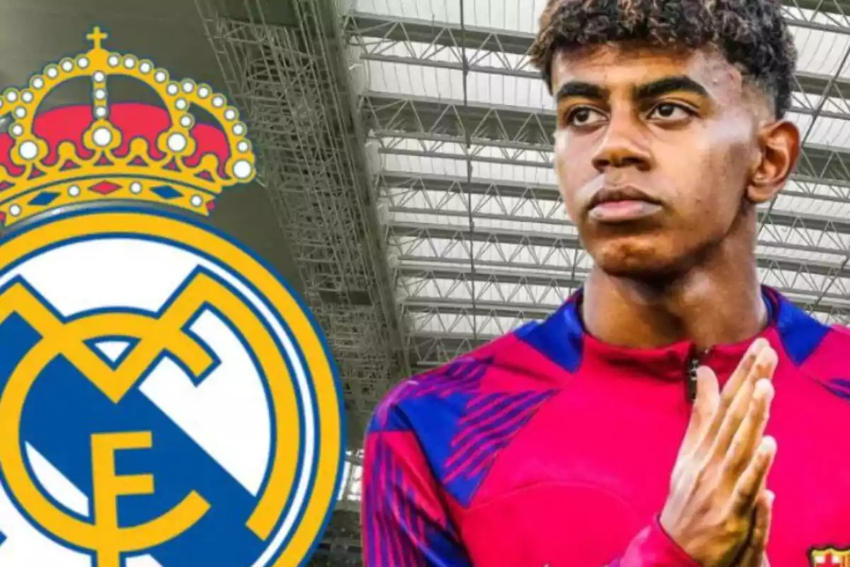 Lamine Yamal con escudo Real Madrid