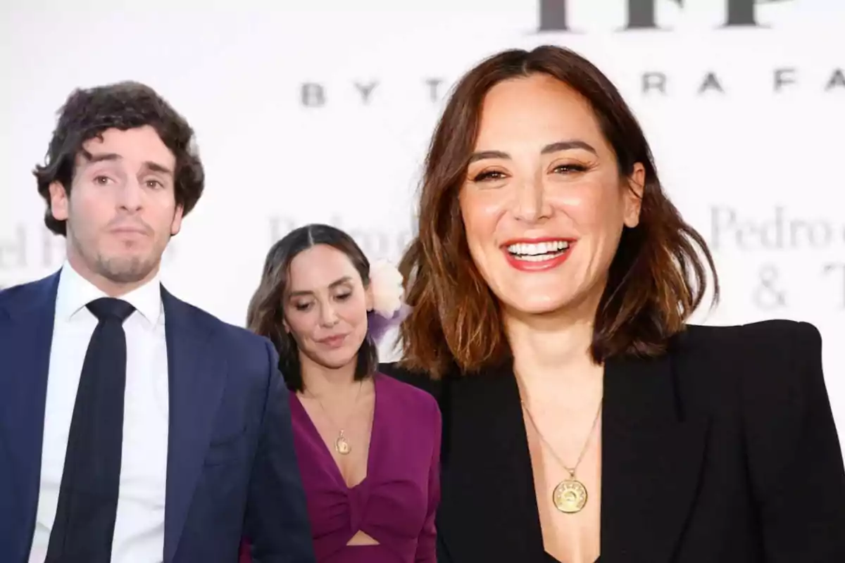 Una mujer sonriente con cabello castaño y un hombre con traje y corbata, ambos en un evento formal.