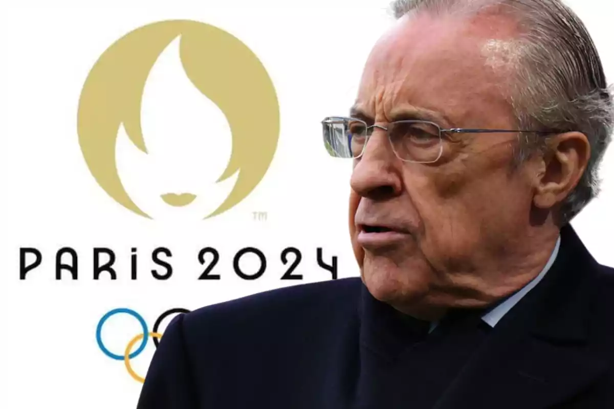 El logo de los Juegos Olímpicos 2024 de París y Florentino Pérez lo mira enfadado