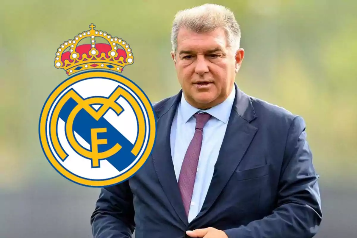 Laporta y logo Real Madrid