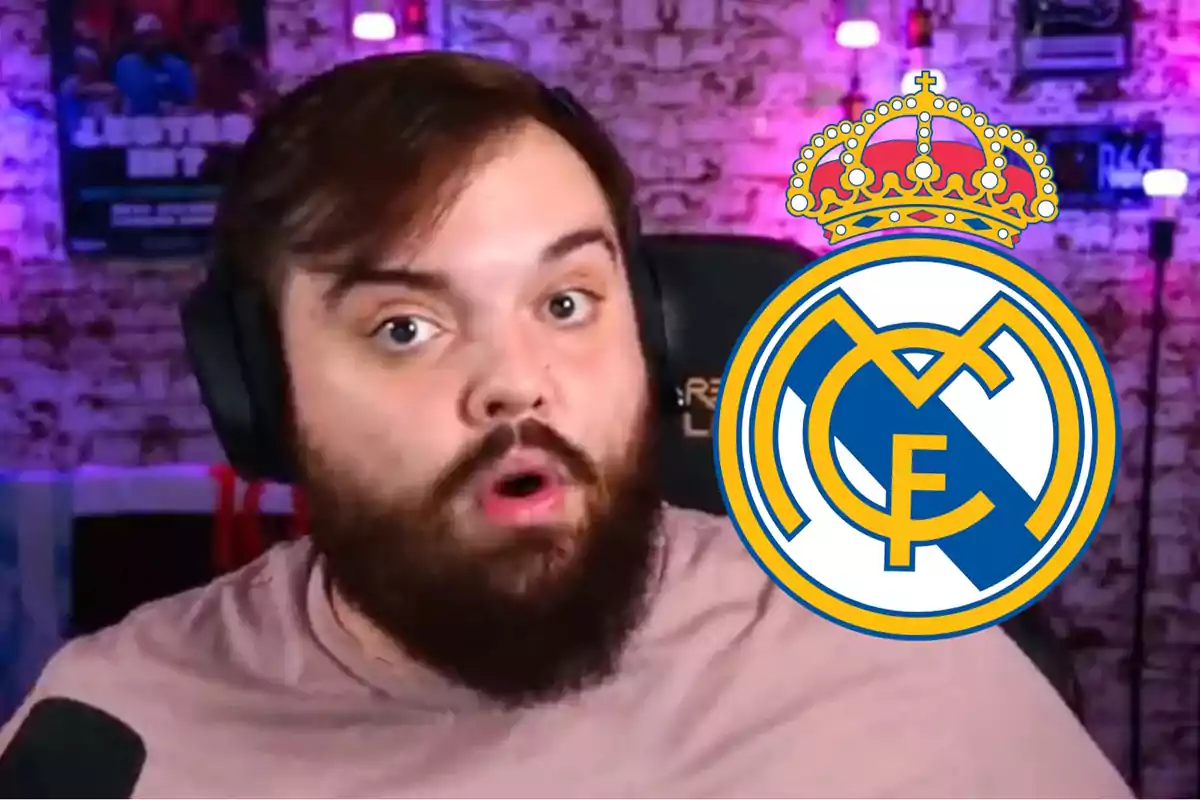 Ibai Llanos y escudo Real Madrid