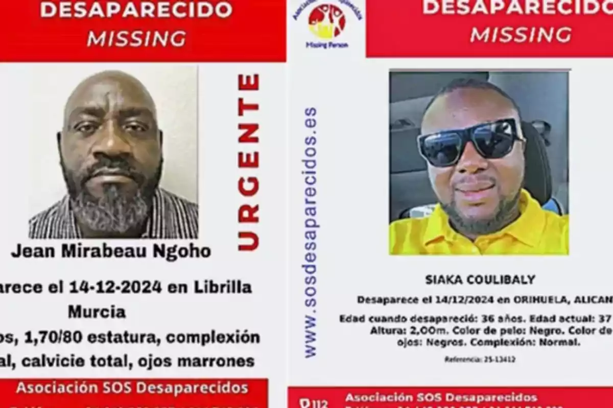 Dos carteles de personas desaparecidas con información de contacto y detalles personales. Dos carteles de personas desaparecidas con información de contacto y detalles personales.