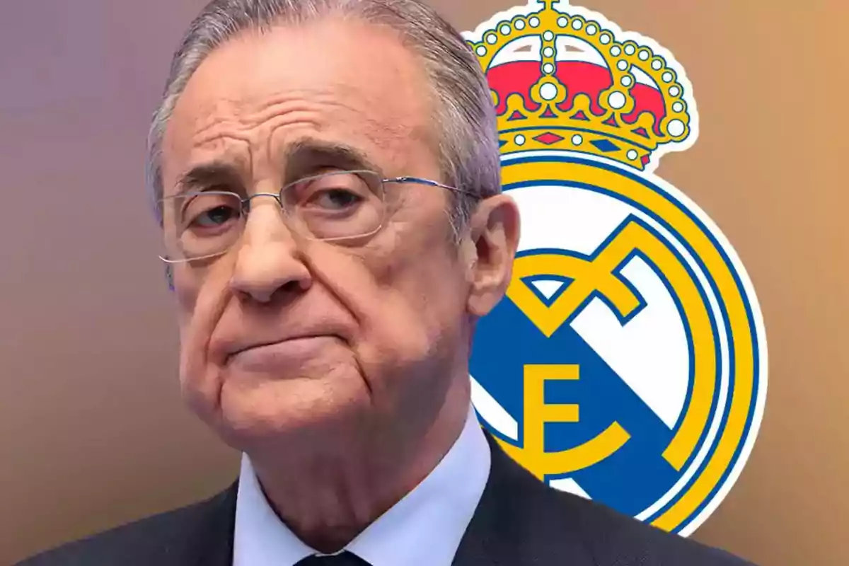 Florentino Pérez y escudo Real Madrid