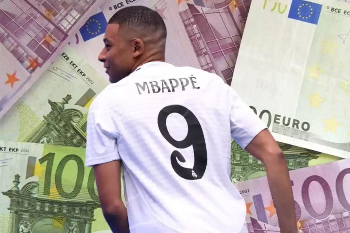 Mbappé con fondo billetes