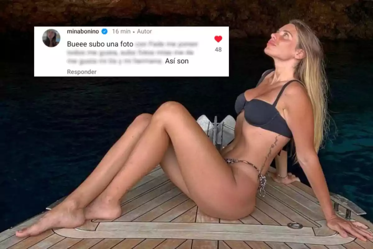 Mina Bonino, hay una captura de pantalla de un comentario de redes sociales.