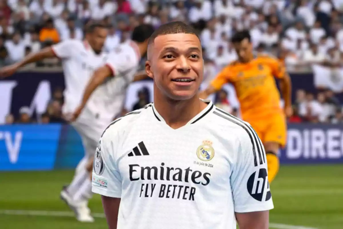 Mbappé con fondo partido Real Madrid