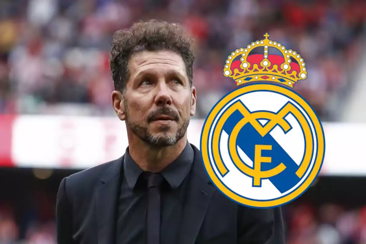 Simeone y escudo Real Madrid