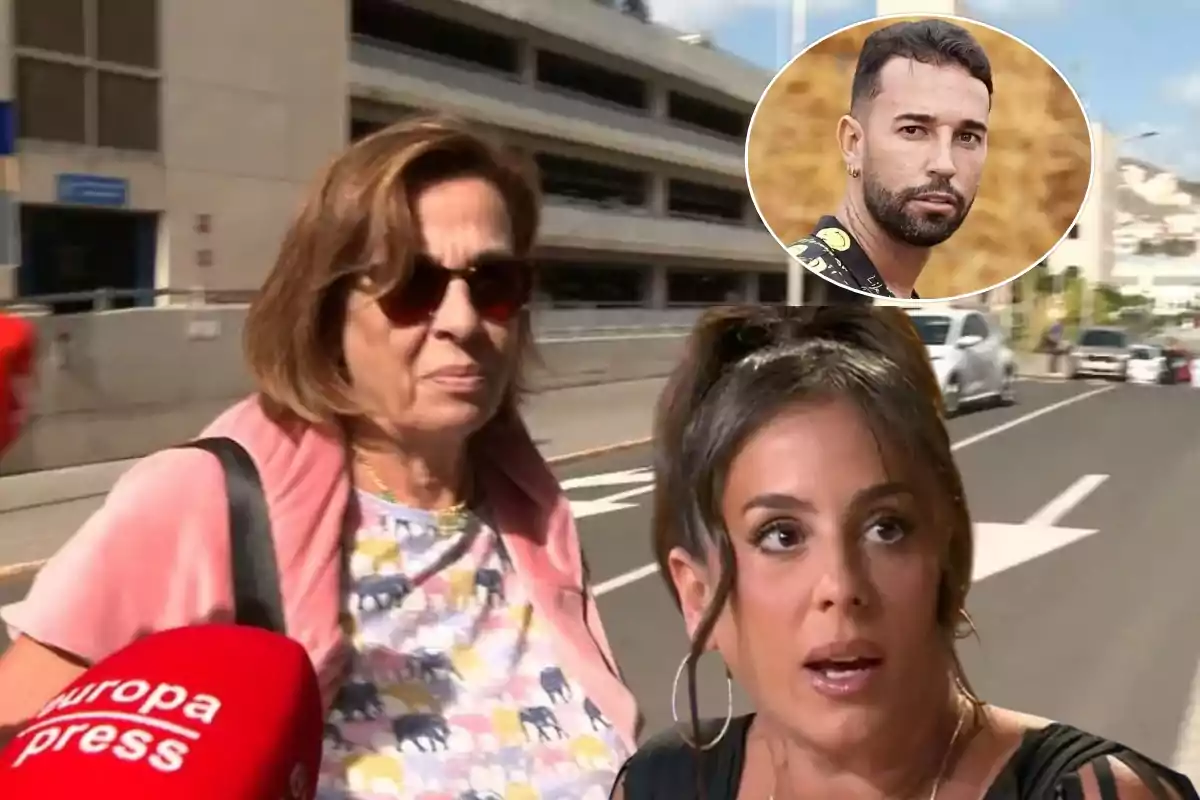 Una mujer con gafas de sol es entrevistada en la calle por un medio de comunicación, mientras que en la esquina inferior derecha aparece otra mujer y en la parte superior hay un recuadro con un hombre.