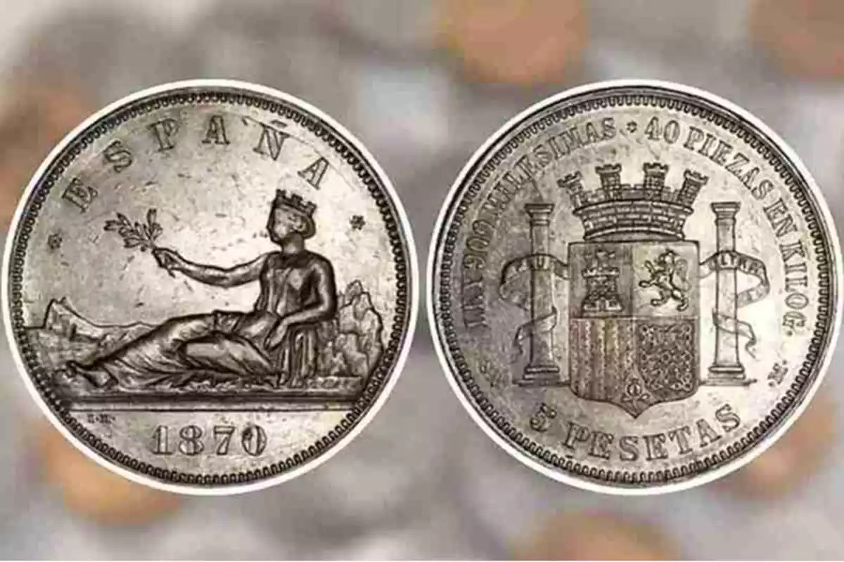 moneda de 5 pesetas 1870