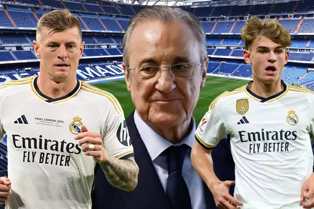 Florentino Pérez, Toni Kroos y Nico Paz