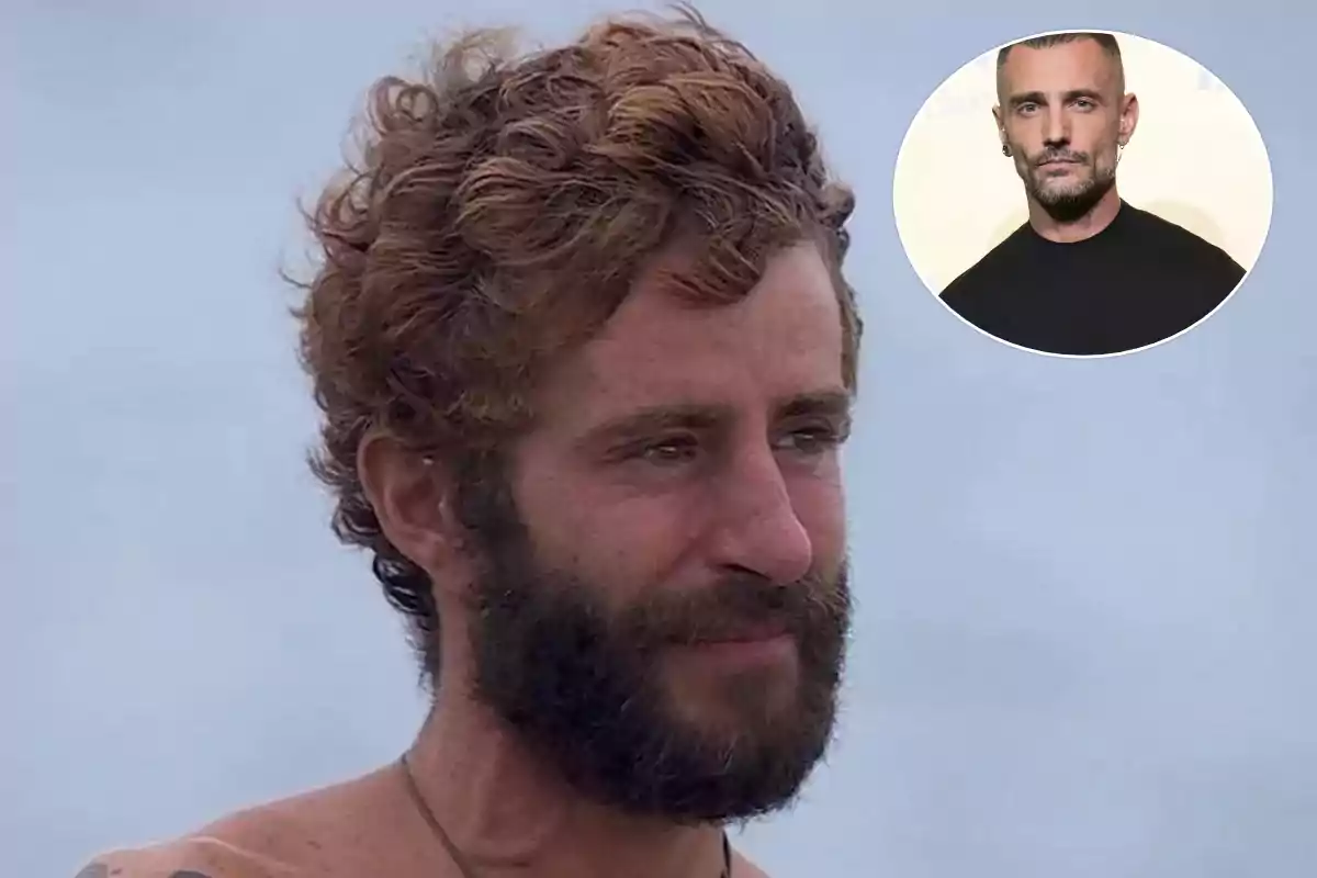 Un hombre con barba y cabello rizado aparece al aire libre, con una imagen más pequeña de él mismo en la esquina superior derecha mostrando un aspecto diferente.