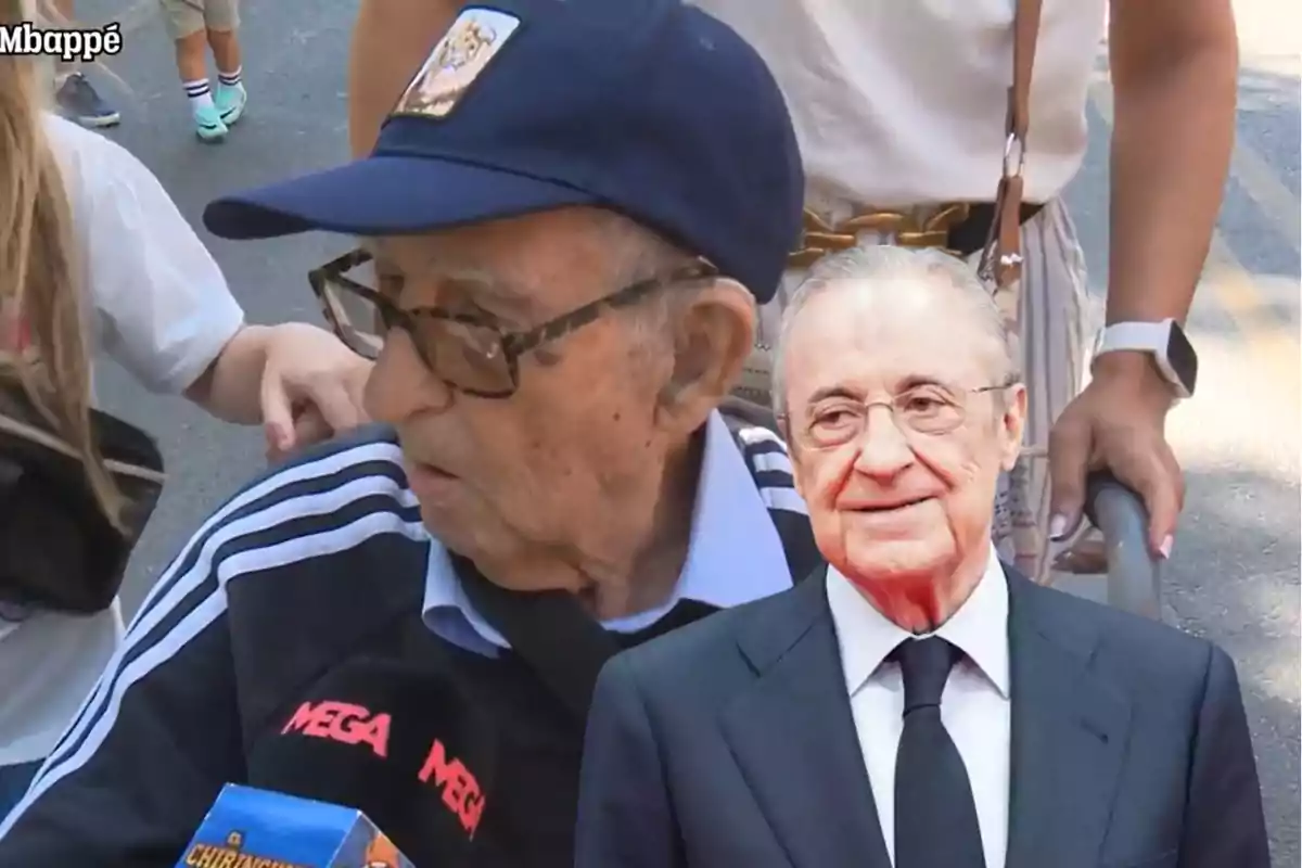 Florentino Pérez frente a un anciano