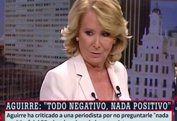 Esperanza Aguirre se levanta y se va de Telemadrid llamando a la presentadora "podemita"