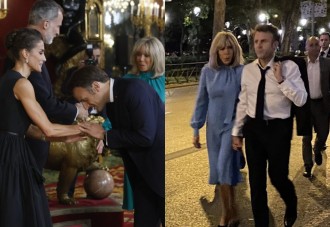 La inesperada ruta turística de Macron por Madrid: de noche, con su mujer y haciéndose 'selfies'